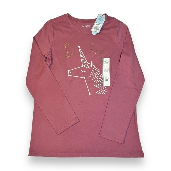 Cat & Jack Royal Mauve Unicorn Long Sleeve Tee Size Large - Picture 1 of 6